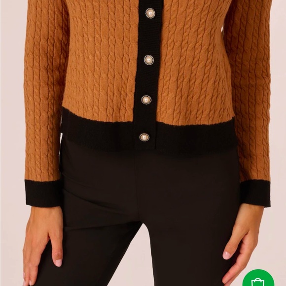 NWT Adrianna Papell crew neck contrast cable cardigan XS - Picture 5 of 10